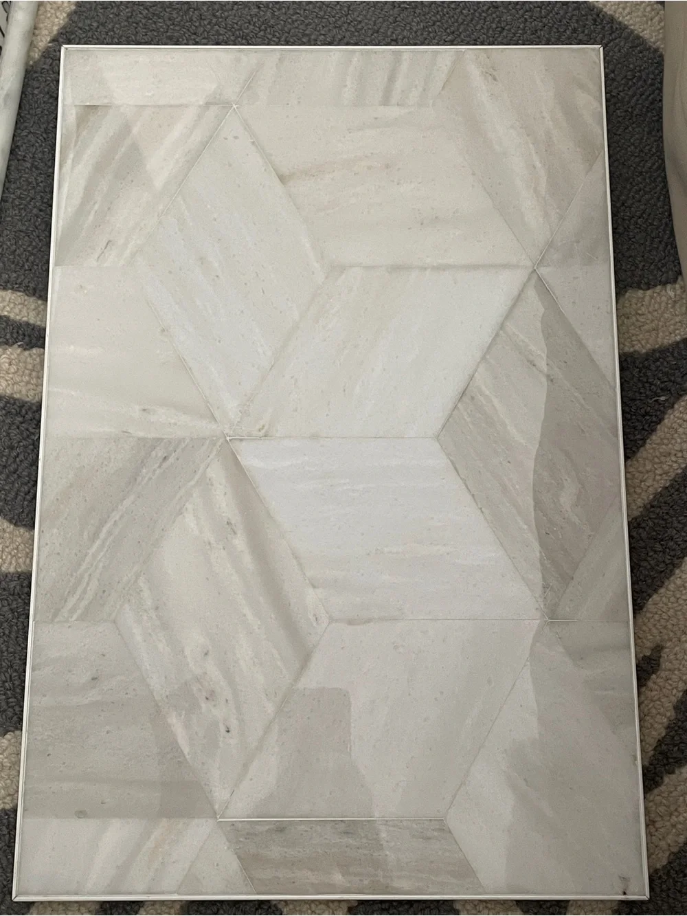 Modern Neutral Geometric Marble Wall Art - Biedge /cream color